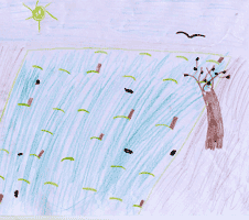 Cemetery drawn by Rebecca age 9 3/4